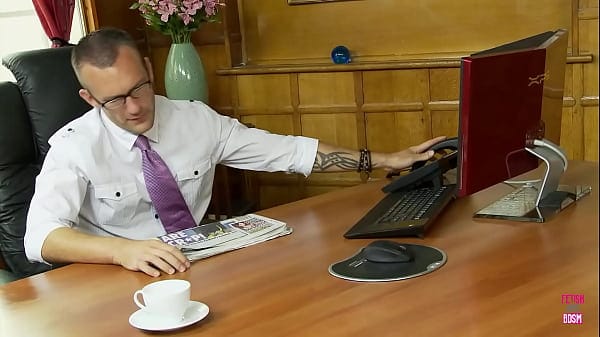 The huge fake titted girl got a nice drilling from a guy in his office