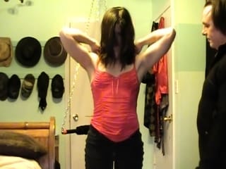 Hot brunette amateur MILF rides hubbys cock