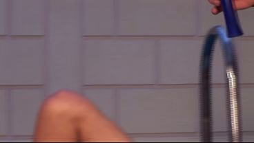 Blonde sexy chick got banged by the pool